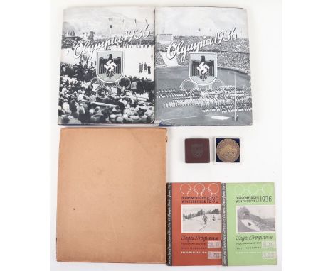 A collection of 1936 Garmisch Germany Winter Olympic Games items, presented to Mr G.S.Yates who represented  the G.B. Figure 