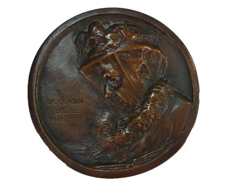 British Commemorative medal, Percival M F Hedley (1870-1932), portrait of a lady, uniface cast Bronze Medal, 1900, facing lef