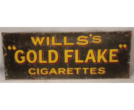 An enamel rectangular advertising sign "Wills's Gold Flake Cigarettes", 11½" x 30½"