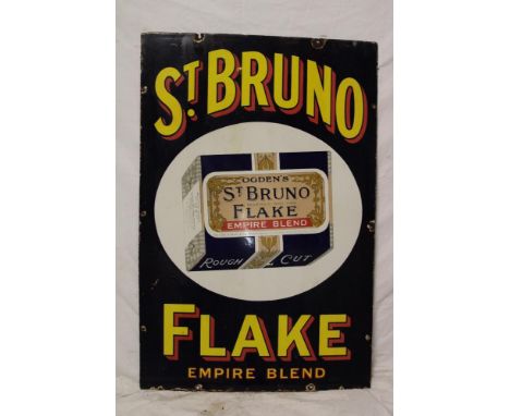An enamel rectangular advertising sign "Ogden's St Bruno Flake - Empire Blend", 36" x 24"
