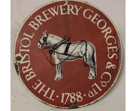 An enamel circular sign "The Bristol Brewery - Georges &amp; Co Limited 1788", 13½" diameter