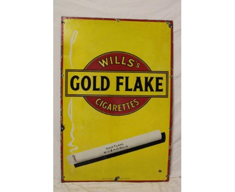 An enamel rectangular advertising sign "Wills's Gold Flake Cigarettes", 36" x 24"