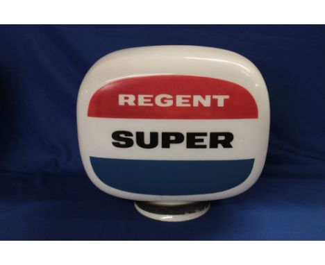 An opaque glass petrol pump globe "Regent Super", 13½" high (by Hailware)