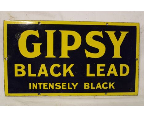 An enamel rectangular advertising sign "Gipsy Black Lead - Intensely Black", 10" x 18"