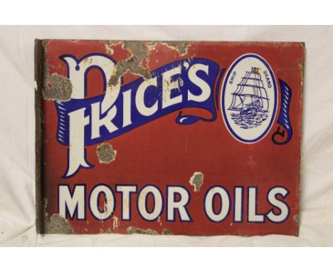 A enamel rectangular double-sided advertising sign "Price's Motor Oils", 18" x 24"