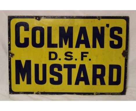An enamel rectangular advertising sign "Coleman's D.S.F. Mustard", 16" x 24"