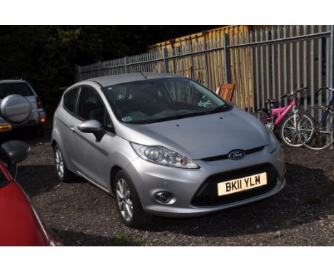 A 2011 FORD FIESTA ZETEC THREE DOOR CAR in metallic silver with 1242cc petrol engine, 5 speed gearbox, first registered 30-03