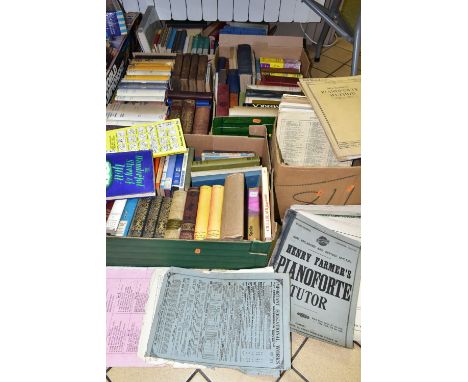 BOOKS &amp; EPHEMERA, four boxes of books containing approximately 135 titles in hardback and paperback format and one box of