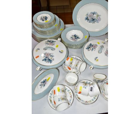 A ROYAL WORCESTER 'WOODLAND' PATTERN PART DINNER SET, comprising six soup dishes (one chipped), eight tea plates, eight side 