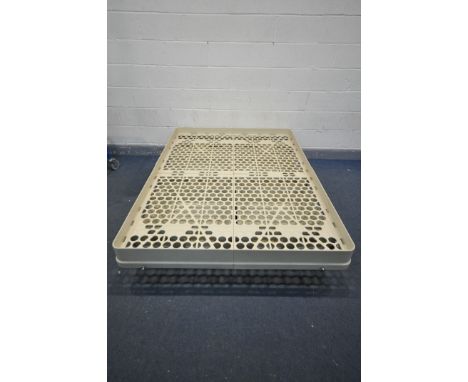 A JAMES SECCOMBE LIMITED MOULDED PLASTIC MODULAR SPACE AGE BED, with four drawers, width 141cm x length 196cm x height 43cm a