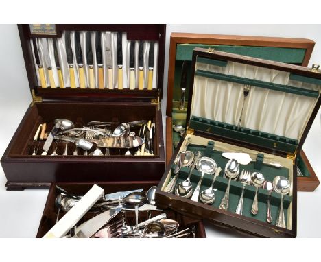 THREE WOODEN CANTEENS, the first an incomplete 'Slack &amp; Barlow (Sheffield) Ltd cutlery set, encased in a light brown wood