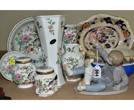 AYNSLEY AND NAO CERAMICS ETC, to include Aynsley Pembroke vases tallest approximately 23cm, storage jars, cracked bowl etc, N