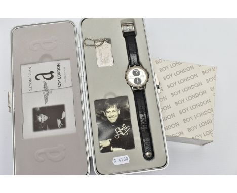 AN ELTON JOHN AIDS FOUNDATION LIMITED EDITION WRISTWATCH, a cased Elton John aids foundation charity watch, limited edition b