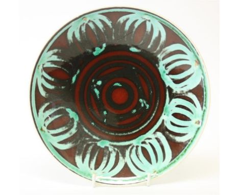 A Poole Pottery Delphis shape 3 dish:  designed by Patricia Wells.  20 cm diameter.