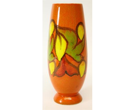 A Poole Pottery delphis shape 15 vase; designed by Judi Evans.  23.5 cm high.  a/f