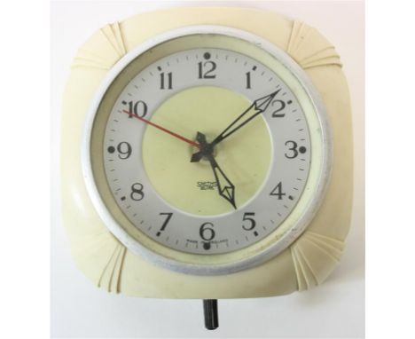 A 1950's Smiths Durban wall clock.  16 x 16 cm.