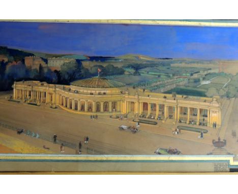 An original architects impression of the Winter Gardens Pavillion, Weston Super Mare, pencil and gouache, by T H Mawson & Son