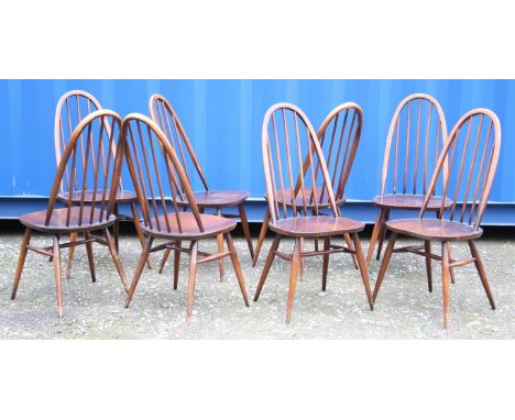A set of eight Ercol Windsor Quaker dining chairs.  In the Golden Dawn colour. 