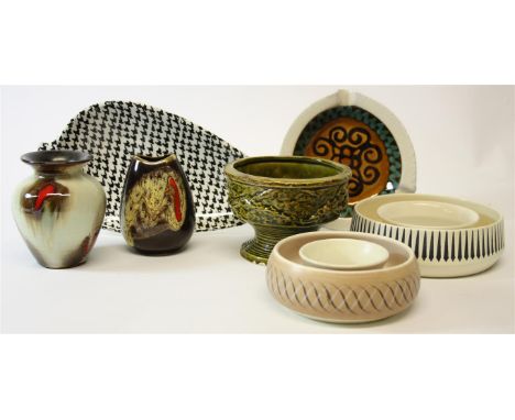 A group of seven pieces of Poole pottery, Hornsea and West German.  