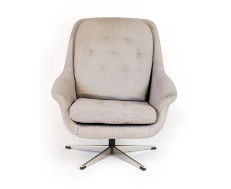A 1960/70's button upholstered bucket chair on an aluminium five-star base