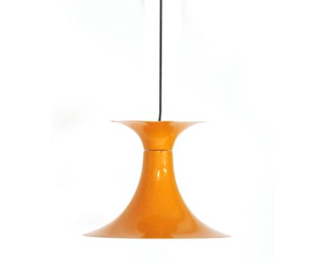 A 1960/70's orange enamelled ceiling light CONDITION REPORT: Some wear and marks, working order unknown.