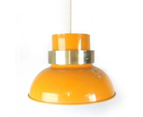 A 1970's orange coloured spun aluminium light fixture