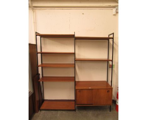 An Avalon teak modular shelving system with black ladder uprights CONDITION REPORT: Images to follow week of sale