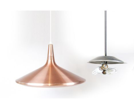 A 1970's copper coloured light shade of trumpet form