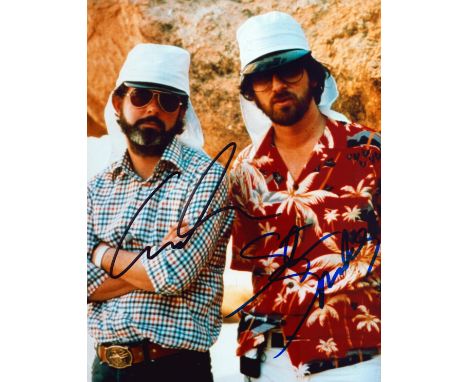 George Lucas and Steven Spielberg signed 10x8 inch colour photo.  Good condition. All autographs come with a Certificate of A