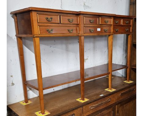 BREAKFRONT COLLECTORS 9 DRAWER YEW WOOD SIDEBOARD WITH UNDER SHELF      