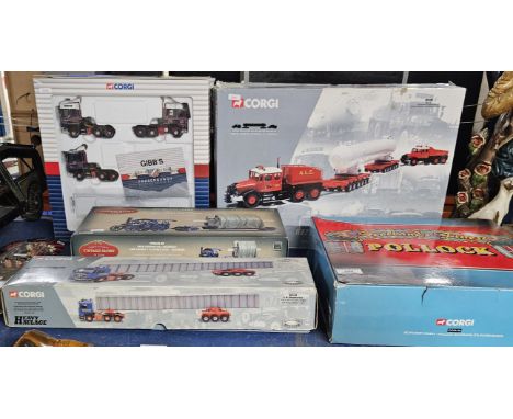 COLLECTION OF BOXED MODELS COMPRISING, CORGI TRUCK HAULAGE SET, POLOCH TRUCK SET, CORGI GIB TRUCK SET, PLUS VINTAGE GLORY OF 