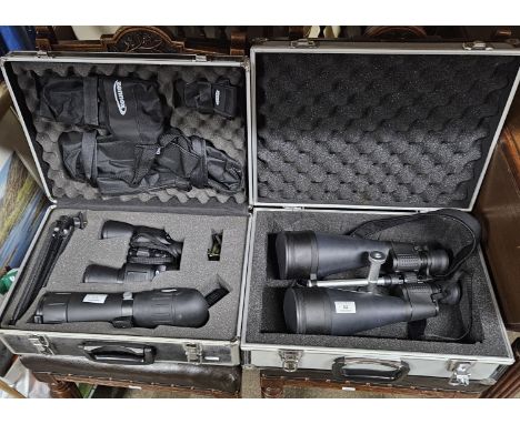 ALUMINIUM CASED ZENNOX VIEW SCOPE, PAIR OF 10X50 BINOCULARS, LARGE SET OF 20X80 ASTRO PROFFESIONAL BIRD SPOTTING BINOCULARS B