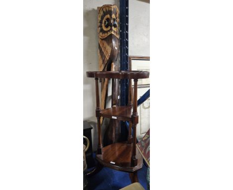 LARGE CARVED OWL DISPLAY, 3 TIER SHELF UNIT      