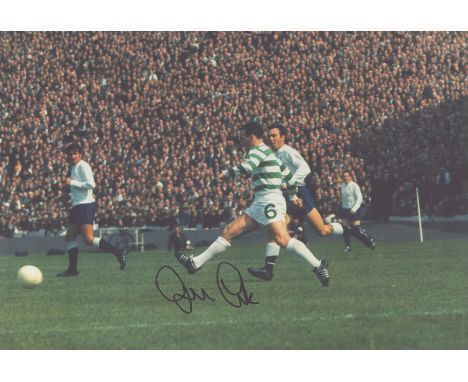 Autographed JOHN CLARK 12 x 8 photo : Col, depicting Celtic full-back JOHN CLARK in full length action during a 3-3 draw with