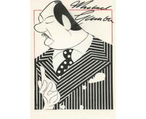 Michael Gambon signed 6x4inch caricature card by the artist Clive Francis. Good condition. All autographs come with a Certifi