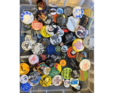 ROCK MUSIC PROMOTIONAL BADGES. Excellent collection of approximately 80 badges to include: Fleetwood Mac, Jigsaw, Scorpions, 