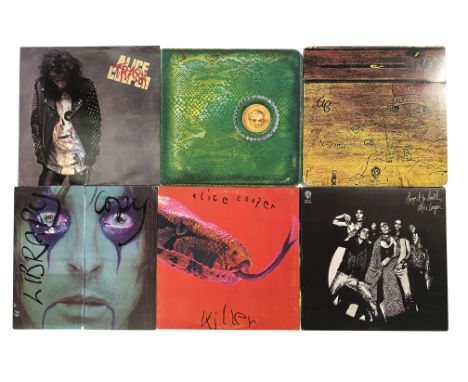 ALICE COOPER. Eighteen LPs, two 12"s from Alice. To include: Billion Dollar Babies (UK, Warner, gatefold, K 56013, Ex/Ex), Sc
