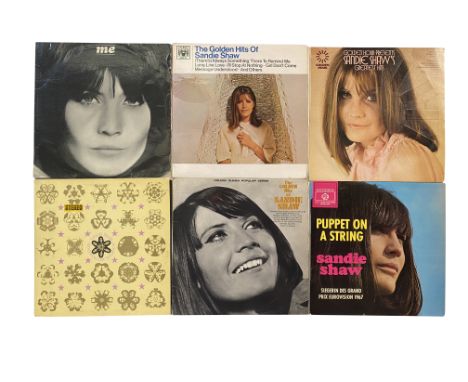 SANDIE SHAW. 13 LPs and 1 x 10" LP. Titles: Reviewing The Situation (UK stereo, PYE blue label, NSPL 18323, gatefold sleeve, 