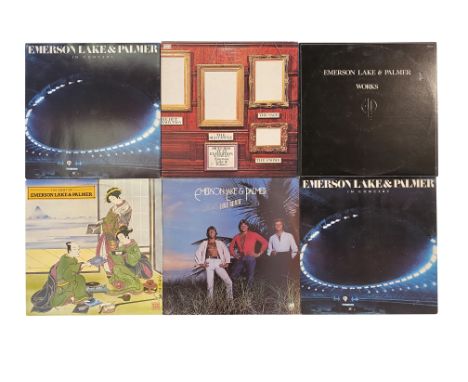 EMERSON, LAKE AND PALMER. Seventeen (E) LPs here. Includes: A white label test pressing of only sides 5/6 of 'Welcome Back My