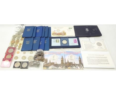 Collection of mostly Great British coins and medallic FDCs including; 1937 'Royal Wedding Medallic First Day Cover' containin