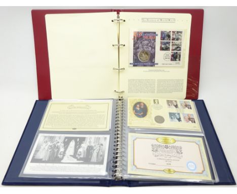 Collection of coin covers and first day covers including; three '50th Anniversary VE day' Guernsey two pound coin covers, two