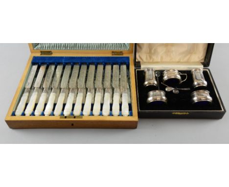 Victorian silver and mother of pearl handled set of fruit knives and forks, by Walker & Hall, Sheffield, 1897, in fitted case