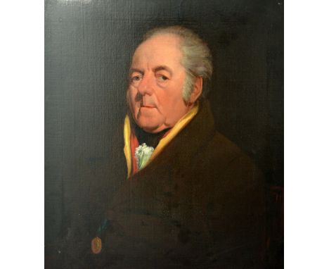 19th Century portrait of a man in a red and yellow scarf, unsigned oil on canvas, 77cm x 64cm Provenance: Single owner collec