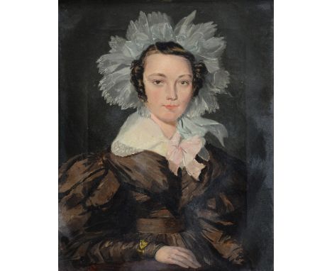 19th century portrait of a woman unsigned oil on canvas 38cm x 29cmProvenance:   Single owner collection