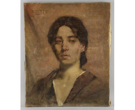 Portrait of a woman,  signature indistinct oil on canvas  Paris 46cm x 38cm Provenance:   Single owner collection