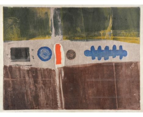 Michael Rothenstein (1908-1993) 'Blue Circle' Woodcut,  Hamilton Gallery label verso reading ' Specially for the Internationa
