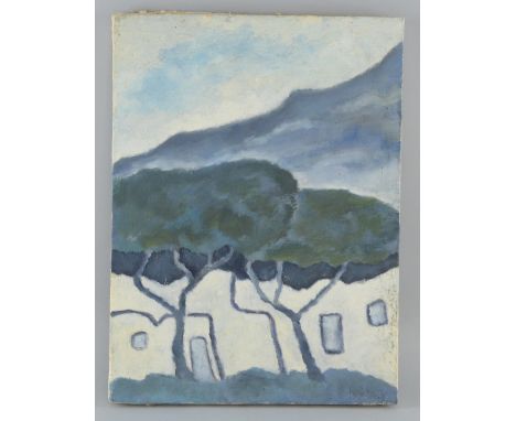 Mary Serpico landscape signed dated 1969  verso oil on canvas Provenance; Gifted by Rosemary Tonks 1928-2014, to the vendor w