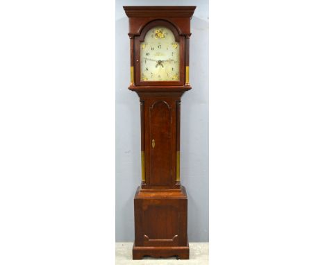 18th century mahogany 30-hour longcase clock, the cream painted dial with Arabic numerals and date aperture, by Jn. Wells, Ch