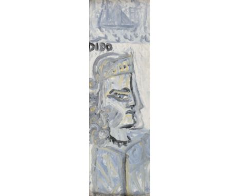 Dido 20th century modernist half portrait of a Roman soldier  signed oil on card 50cm x 16cmProvenance; Gifted by Rosemary To