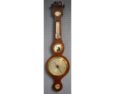 19th century rosewood Banjo shaped barometer by J Bangey of Peterborough 96cm 